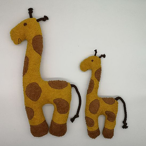 Kuschel-Giraffe,  Giraffe mit Kind aus Frottee