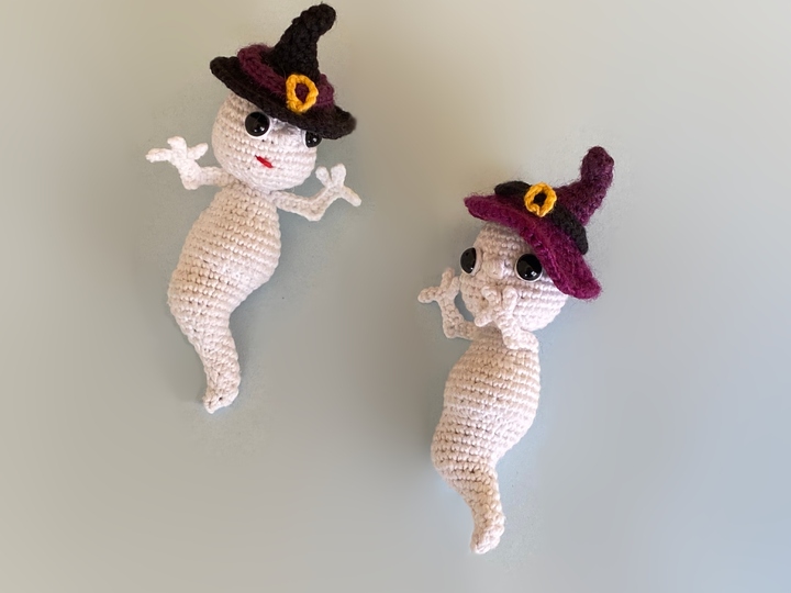 Halloween Geist mit Hut. Häkelanleitung