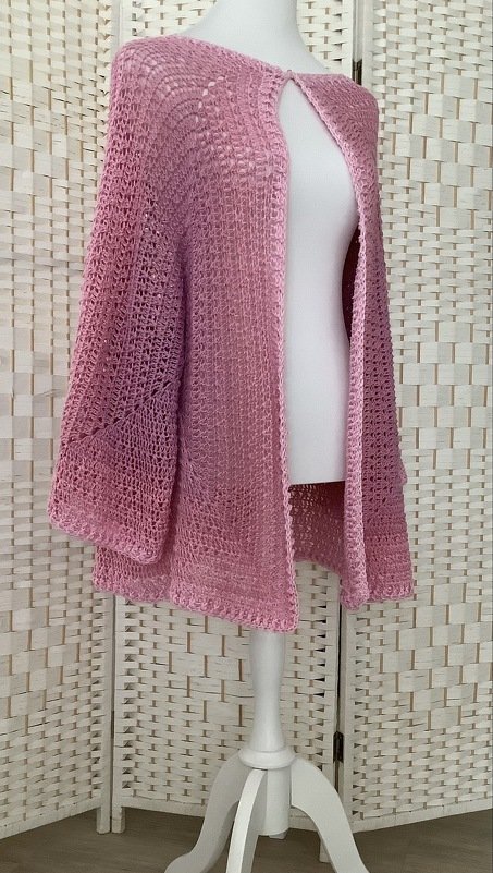 2-Bobbel-Hexagon-Häkeljacke "Magnolie" - Bild 10