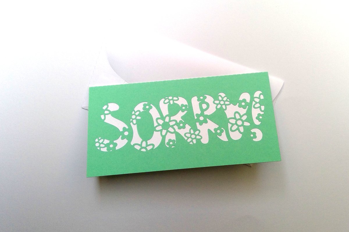 Gratis Karte Sorry Plotterdatei SVG DXF FCM - Bild 2
