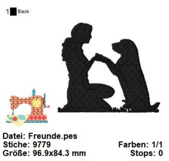 Hunde Freunde Stickdatei, Stickdatei Hundefreunde, Dog Dance Stickdatei