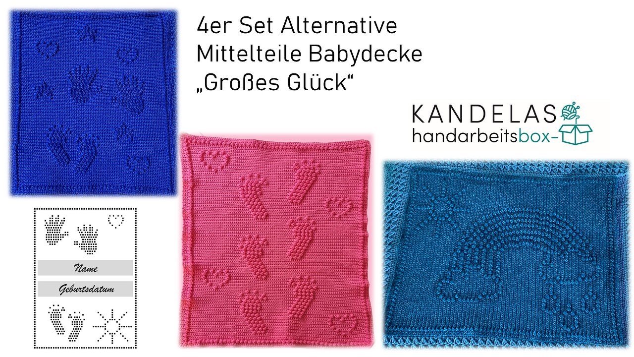 Set Alternative Mittelteile Babydecke Großes Glück Fußspur Wolkenhimmel