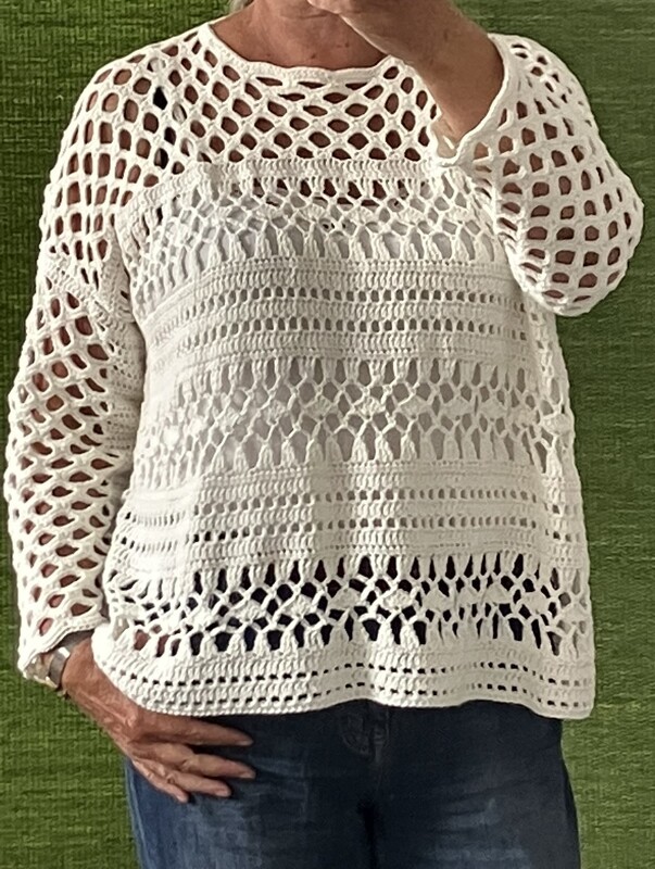 Musterpulli im Schlabber-Stil / Bauchwegschummler Nr 8 - Häkelanleitung - Bild 10