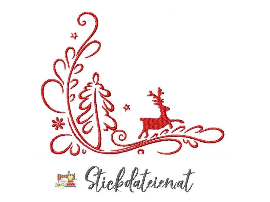 Stickdatei Winterlandschaft, Weihnachtliche digitale Stickvorlage 2 Größen