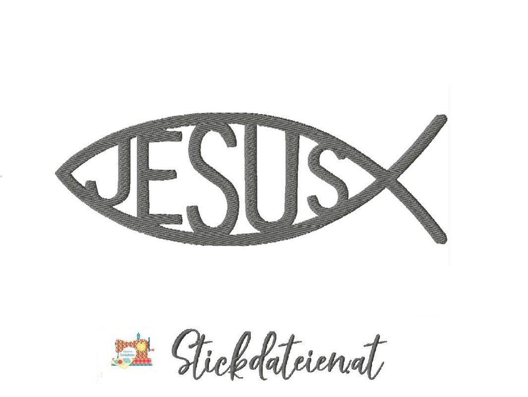 Religiöse Stickdatei, Fisch Stickdatei, digitale Stickvorlage Jesus
