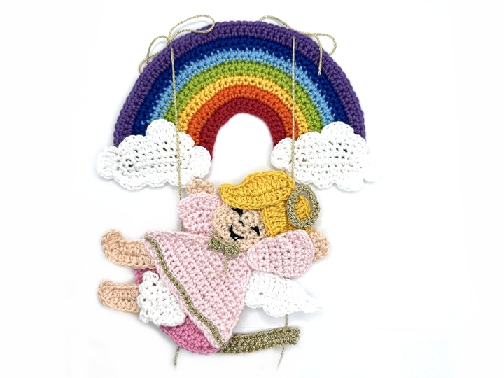 Angel rainbow crochet pattern applique