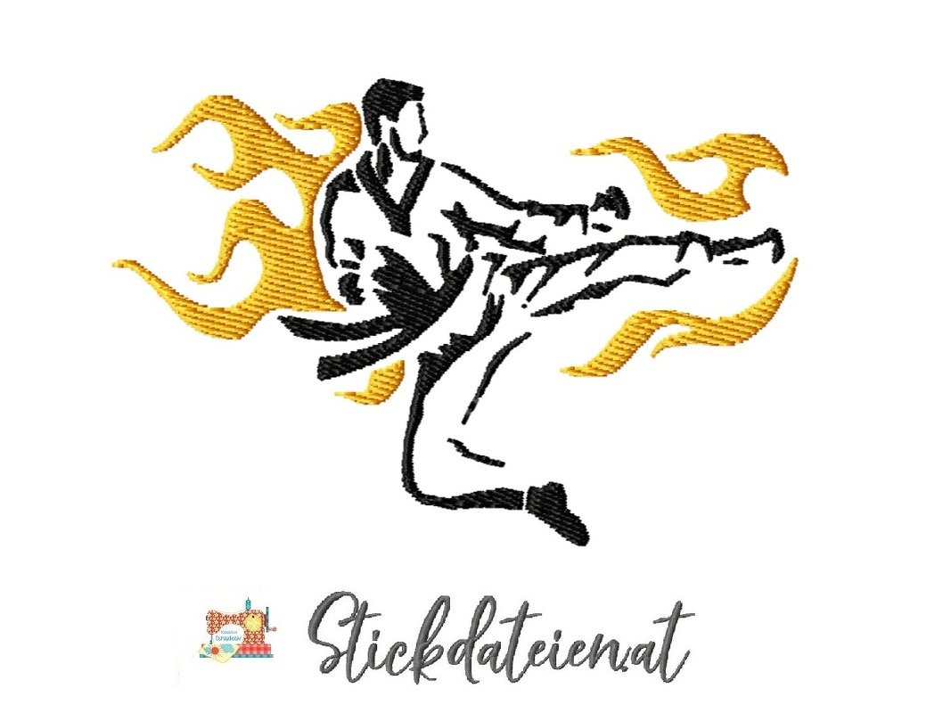 Karate Stickdatei 10x10, Karatekäpfer digitale Stickvorlage, Stickdatei