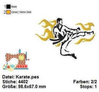 Karate Stickdatei 10x10, Karatekäpfer digitale Stickvorlage, Stickdatei - Bild 2