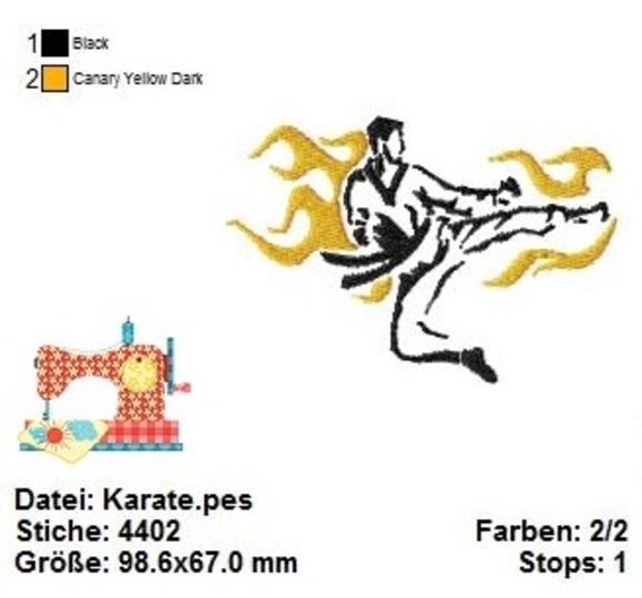 Karate Stickdatei 10x10, Karatekäpfer digitale Stickvorlage, Stickdatei