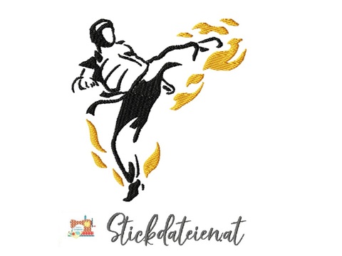 Karate Stickdatei 10x10, Karatekäpfer digitale Stickvorlage, Stickdatei