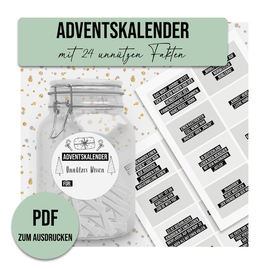 Adventskalender UNNÜTZES WISSEN Adventskalender zum Ausdrucken digitale Dat