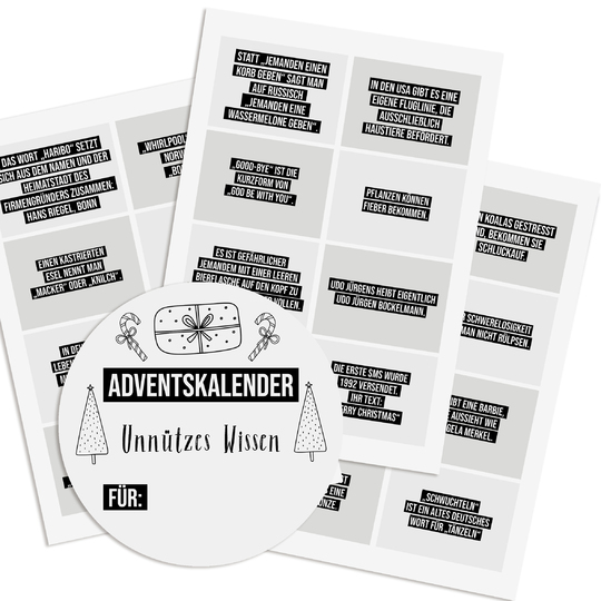 Adventskalender UNNÜTZES WISSEN Adventskalender zum Ausdrucken digitale Dat