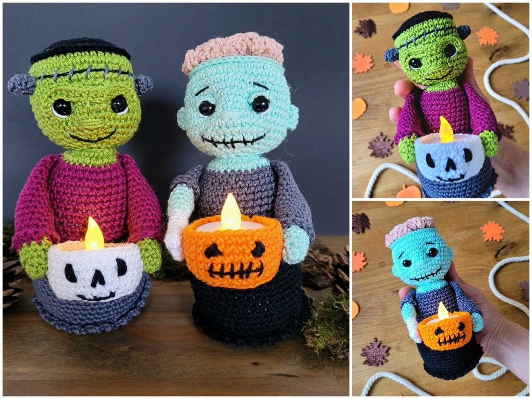 Anleitung Teelichthalter Zombie/Frankenstein