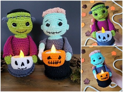 Anleitung Teelichthalter Zombie/Frankenstein