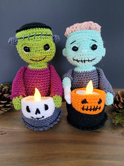 Anleitung Teelichthalter Zombie/Frankenstein