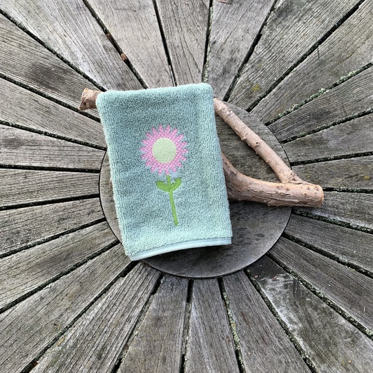 Blume Waschlappen Stickdatei  ITH 13x18 Waschhandschuh