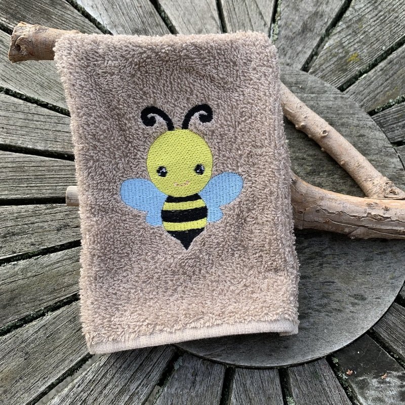 Biene Waschlappen Stickdatei  ITH 13x18 Waschhandschuh