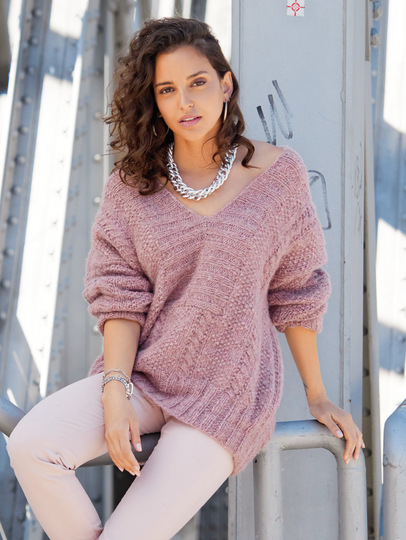 Pulli mit Strukturmsuter in Rosenholz