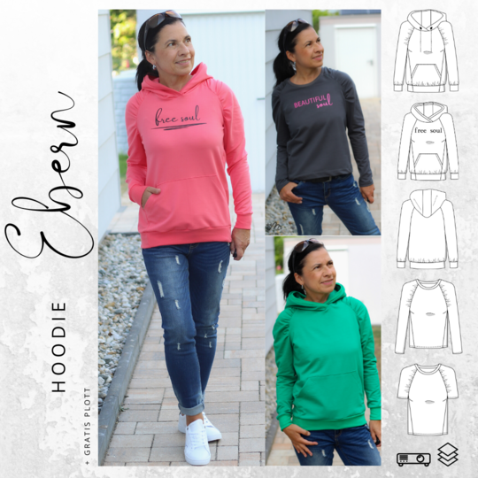Ebook Hoodie EBERN Gr. 34-56 + gratis Plottdatei
