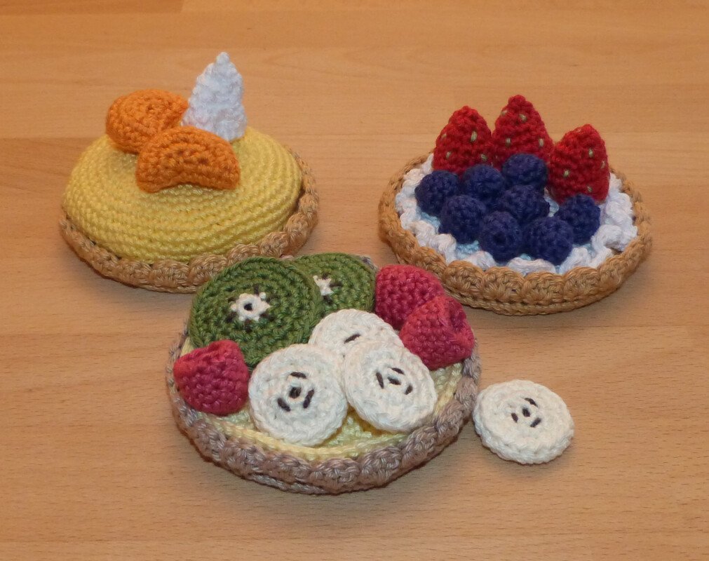 Häkelanleitung für variable Obsttörtchen für Kinderküche oder Deko
