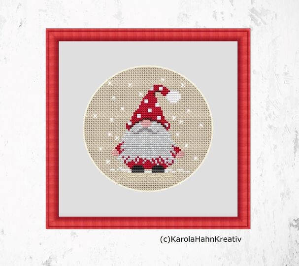 cross stitch pattern christmas gnome, PDF Download