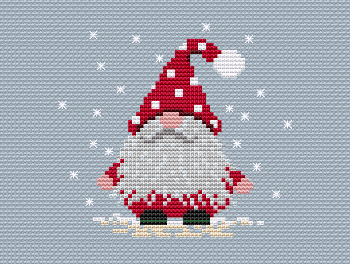 cross stitch pattern christmas gnome, PDF Download