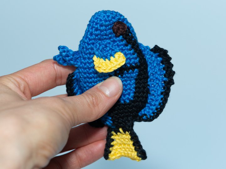 Doris the Royal Blue Tang Crochet Pattern, Amigurumi Colorful Coral Fish