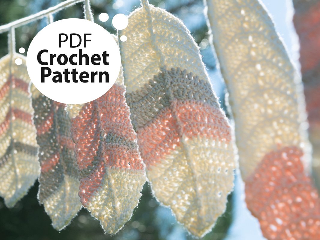 Boho feather garland crochet pattern, tutorial decoration bird feathers