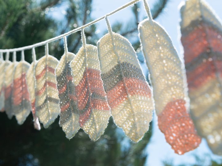 Boho Feder Girlande Häkelanleitung, Anleitung Dekoration Vogelfedern