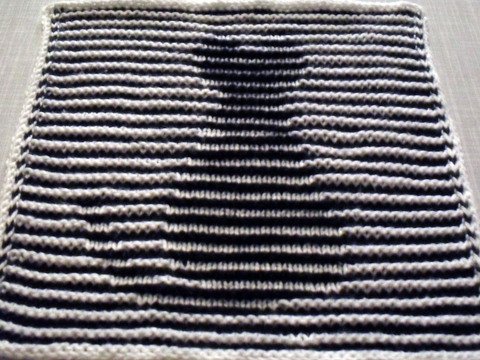 Katze als Spüli oder Deko in Schattenstricktechnik mit dem besonderen Rand