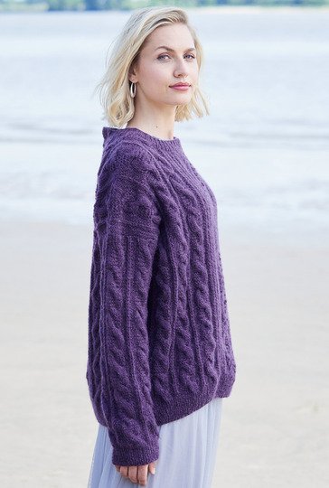 Pulli mit Zopfmustermix in Violett