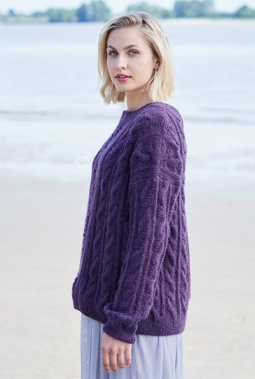 Pulli mit Zopfmustermix in Violett