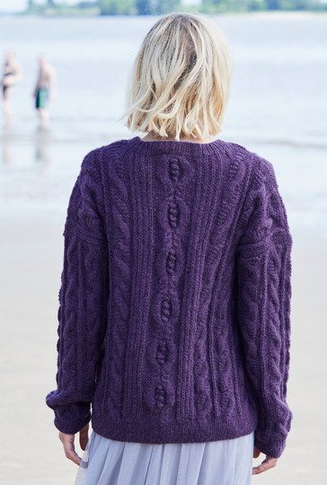 Pulli mit Zopfmustermix in Violett