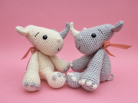 Rhino Amigurumi Crochet Pattern Cute Rhinoceros Toy Plush Safari Animal