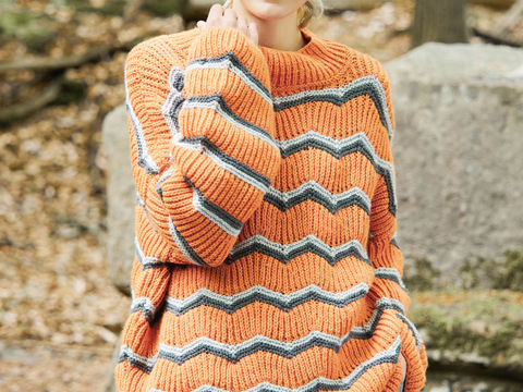 Oversizepulli mit Patentzacken in Streifen