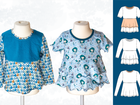 Leonie – Kinder Jerseyshirt mit 2-stufigem Saum & Rundhals (Gr. 98-164)