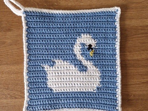 Häkelanleitung Topflappen Schwan