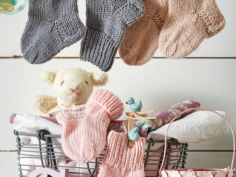 Babysöckchen in Rosa, Beige oder Grau