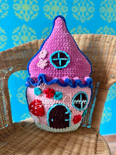 Häkelanleitung Feenhaus Kissen
