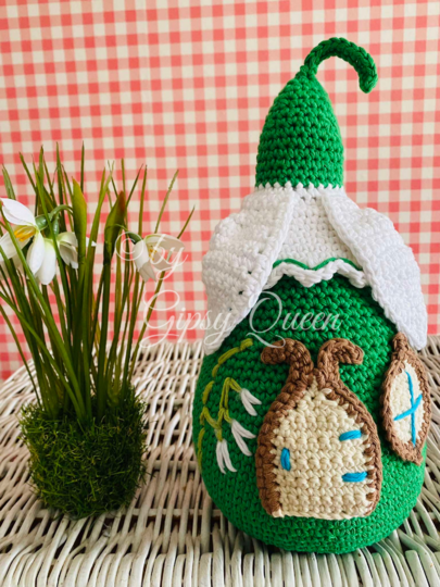 Häkelanleitung Schneeglöckchen Häuschen – Deko & Türstopper – DIY häkeln