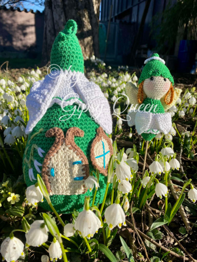 Häkelanleitung Schneeglöckchen Häuschen – Deko & Türstopper – DIY häkeln