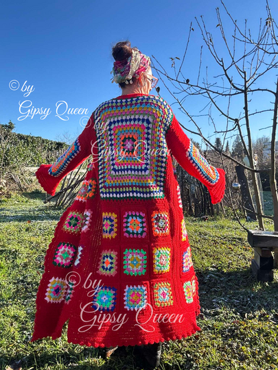 Häkelanleitung Mantel Janis Bunter Hippie Boho Style für Damen DIY PDF