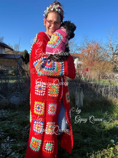 Häkelanleitung Mantel Janis Bunter Hippie Boho Style für Damen DIY PDF