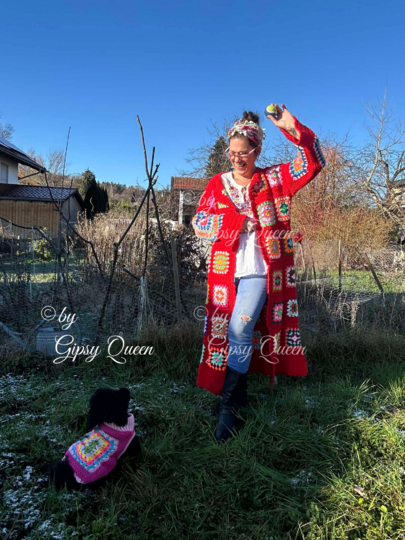 Häkelanleitung Mantel Janis Bunter Hippie Boho Style für Damen DIY PDF