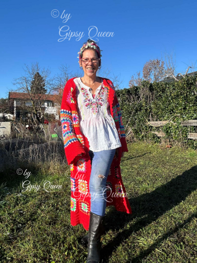 Häkelanleitung Mantel Janis Bunter Hippie Boho Style für Damen DIY PDF