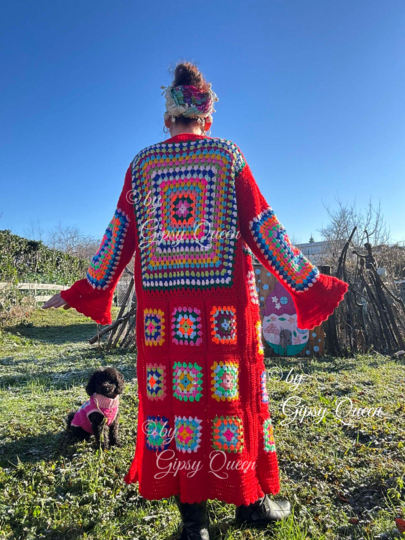 Häkelanleitung Mantel Janis Bunter Hippie Boho Style für Damen DIY PDF