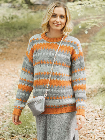 Dreifarbiger Pullover im Jacquardmuster