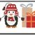 Christmas cross stitch pattern, Penguins with a hat