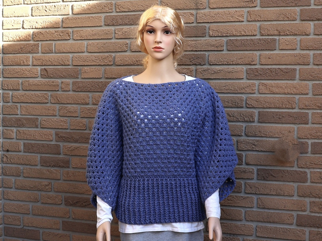 Häkelanleitung figurschmeichelnder Fledermauspulli für alle Größen