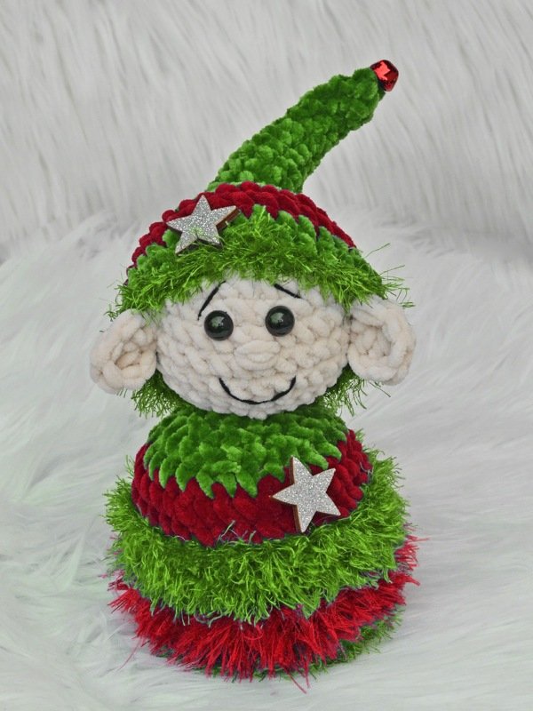 flauschiger einfacher Elf Chenille und Fransengarn Weihnachtsdeko - Crochet